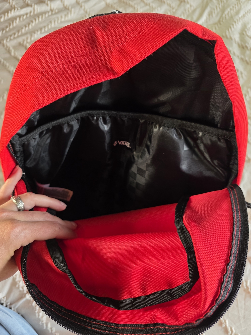Vans Red Backpack with Black Trim